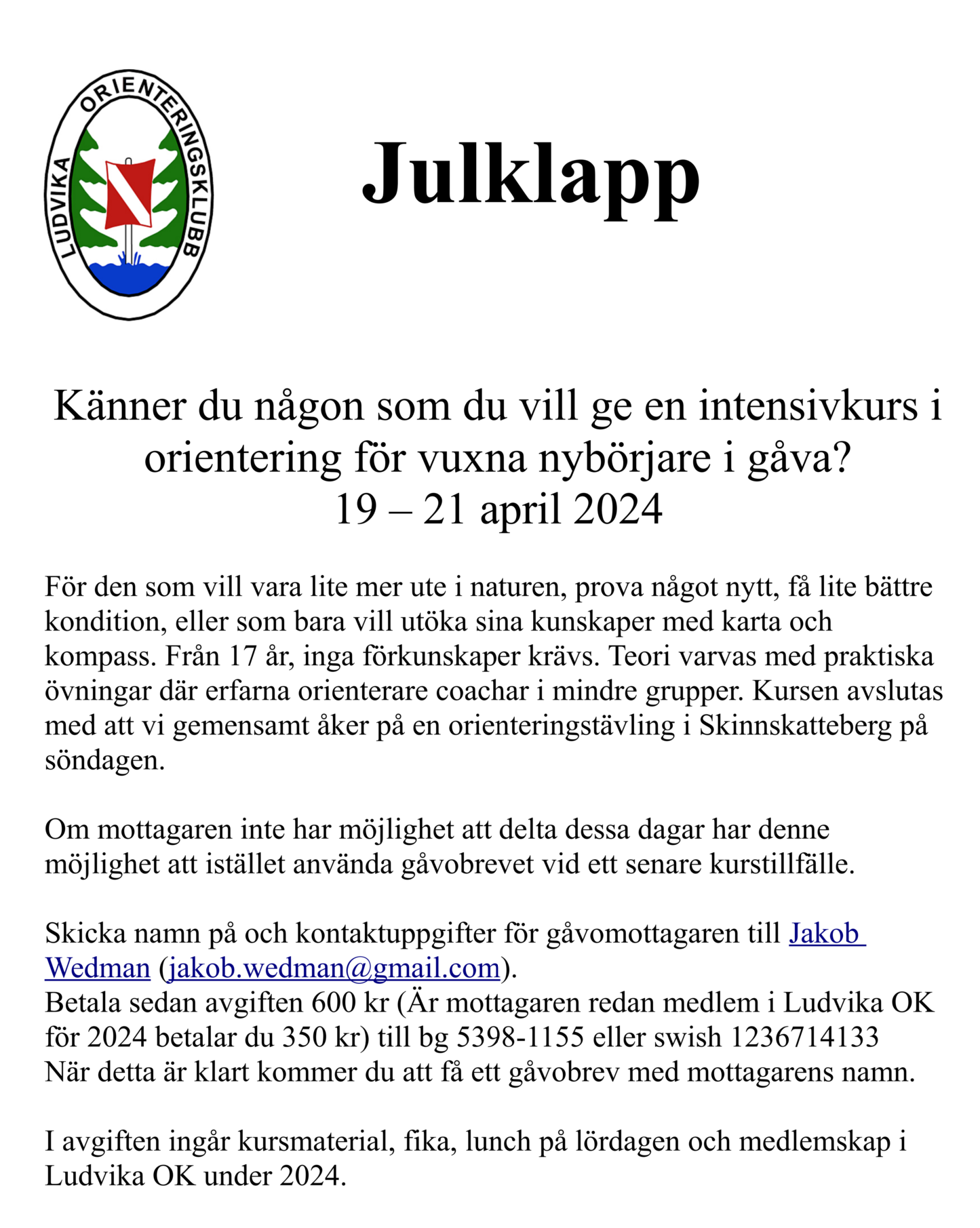 image: Ge bort en orienteringskurs i julklapp